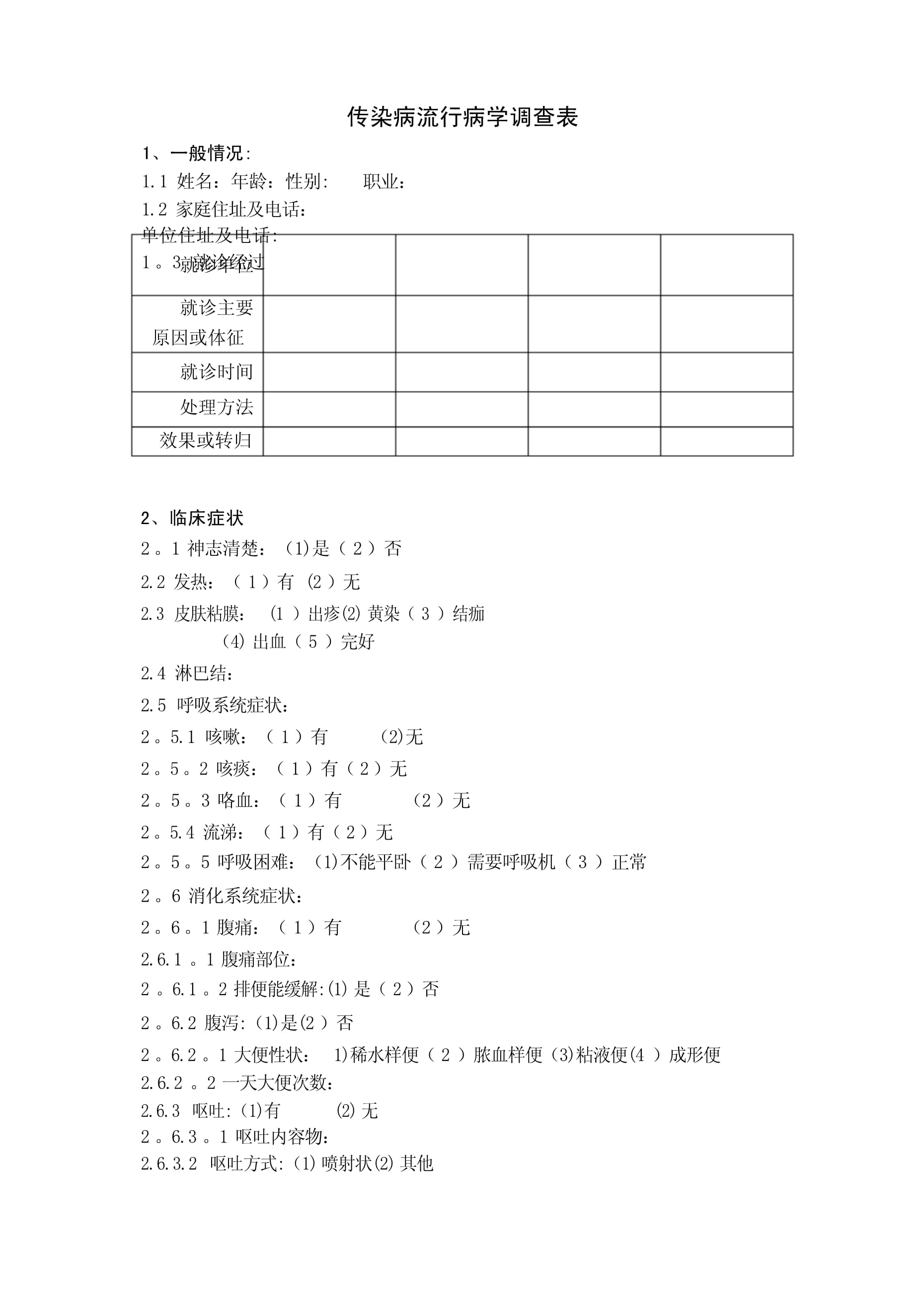 传染病流行病学调查表数据统计与图表分析报告